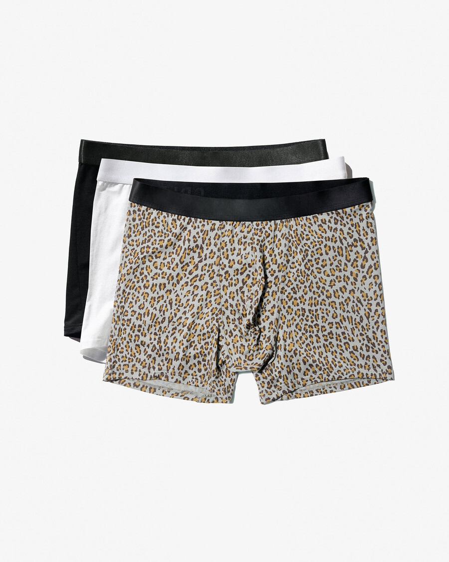 6 herren-boxershorts in schwarz weiß und mocca leopard jetzt kaufen — cdlp