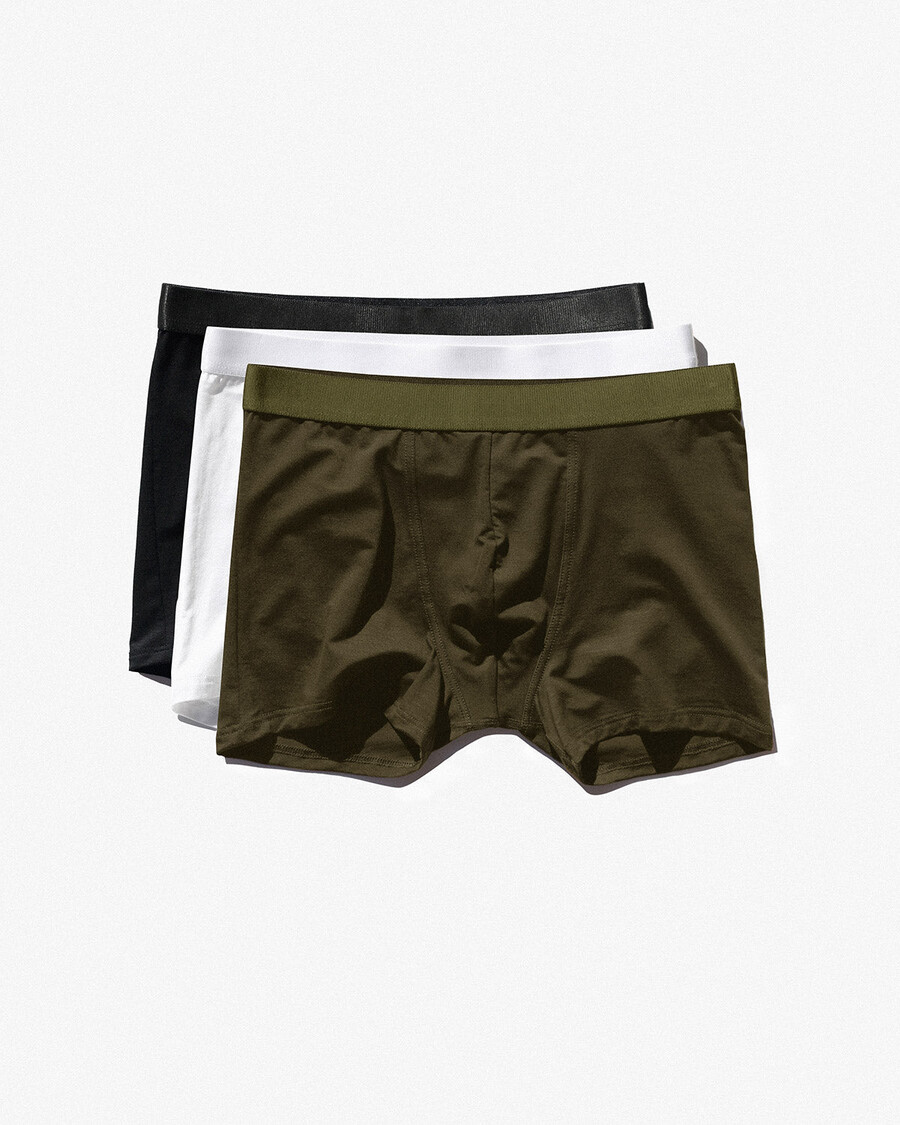 3er-pack herren-boxershorts in schwarz weiß und olivgrün jetzt kaufen — cdlp