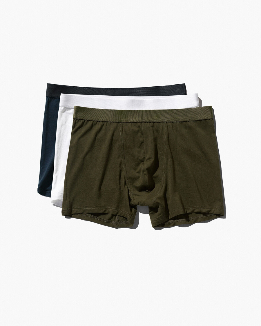 3er-pack herren-boxershorts in weiß olivgrün und dunkelblau jetzt kaufen — cdlp