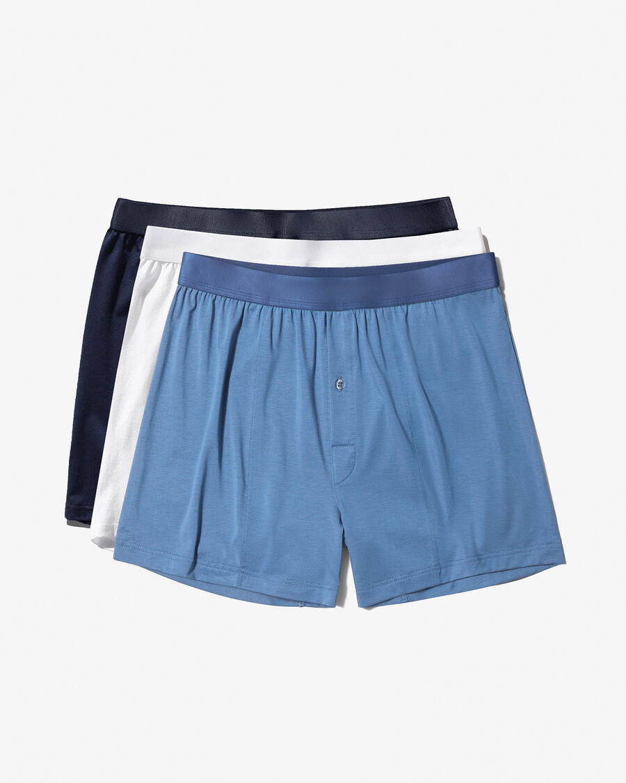 3 herren-boxershorts in weiß dunkelblau und azurblau jetzt kaufen — cdlp