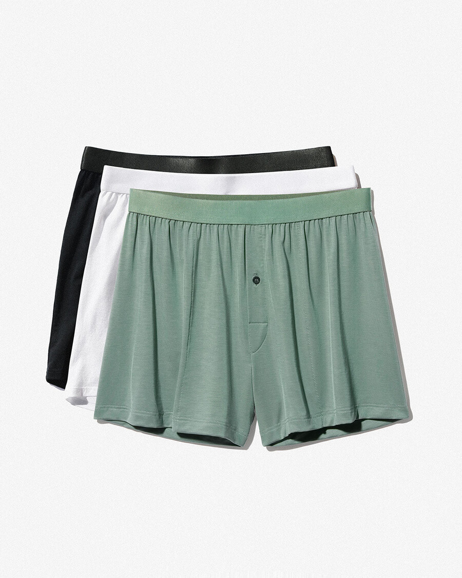 3 herren-boxershorts in schwarz weiß und salbei jetzt kaufen — cdlp