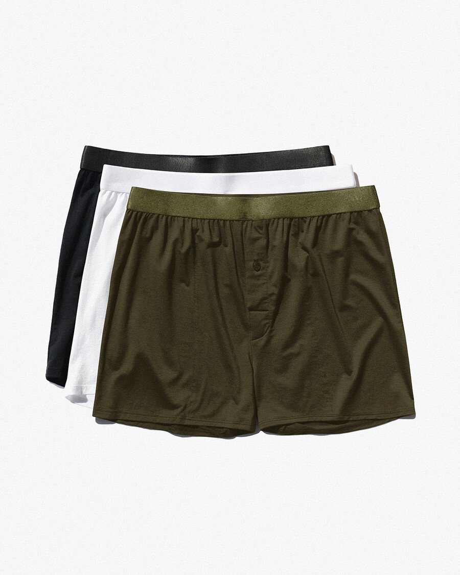 3 herren-boxershorts in schwarz weiß und olivgrün jetzt kaufen — cdlp