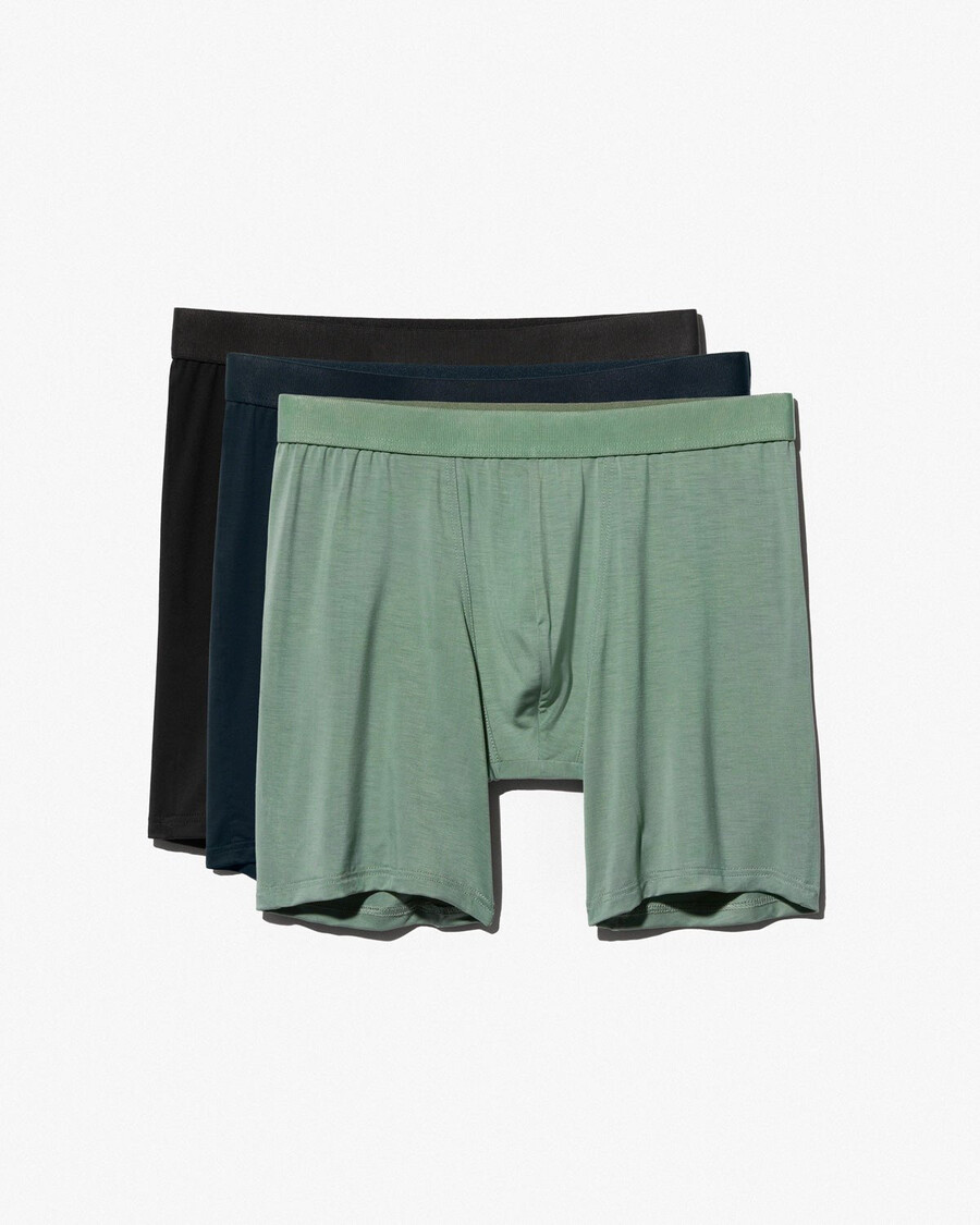 3 x herren-boxershorts lang in schwarz dunkelblau und salbei jetzt kaufen — cdlp
