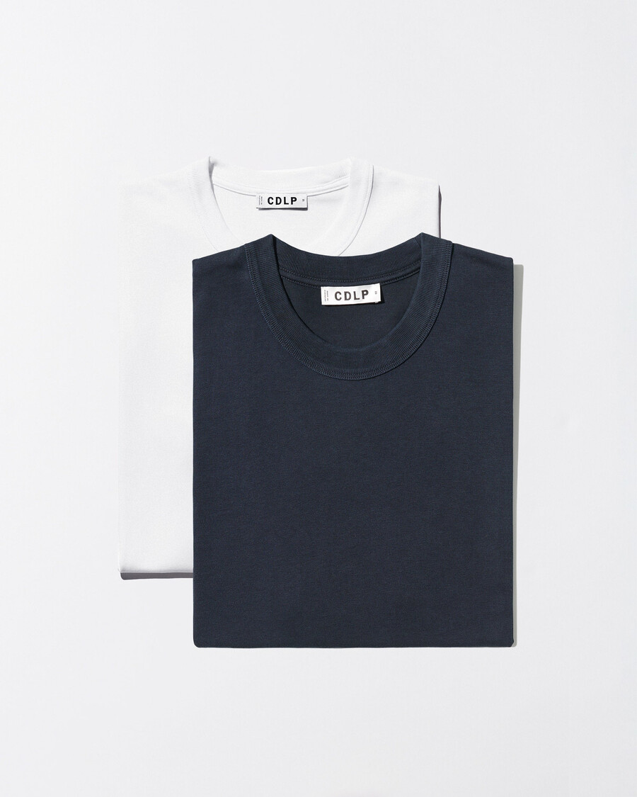 2 x herren-t-shirt schwere qualität in dunkelblau und weiß jetzt kaufen — cdlp