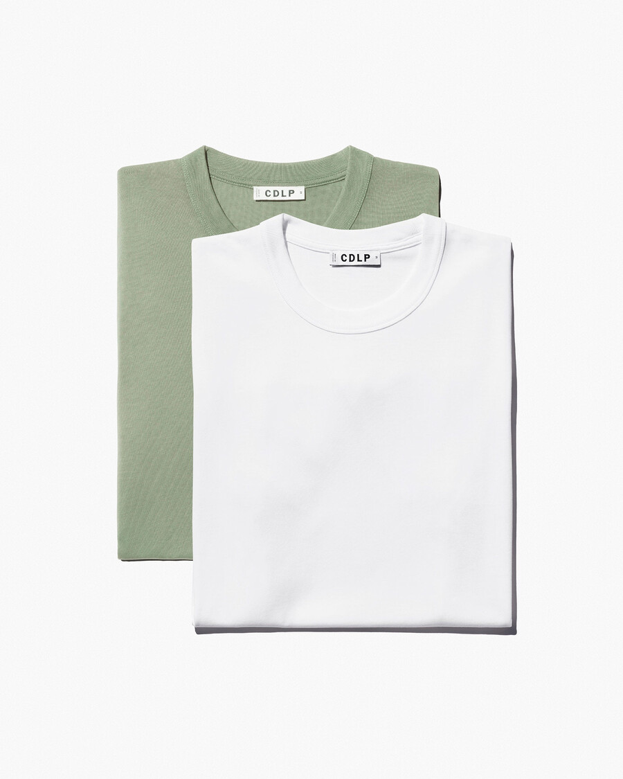 2 × herren-t-shirt schwere qualität in weiß und salbei shop — cdlp