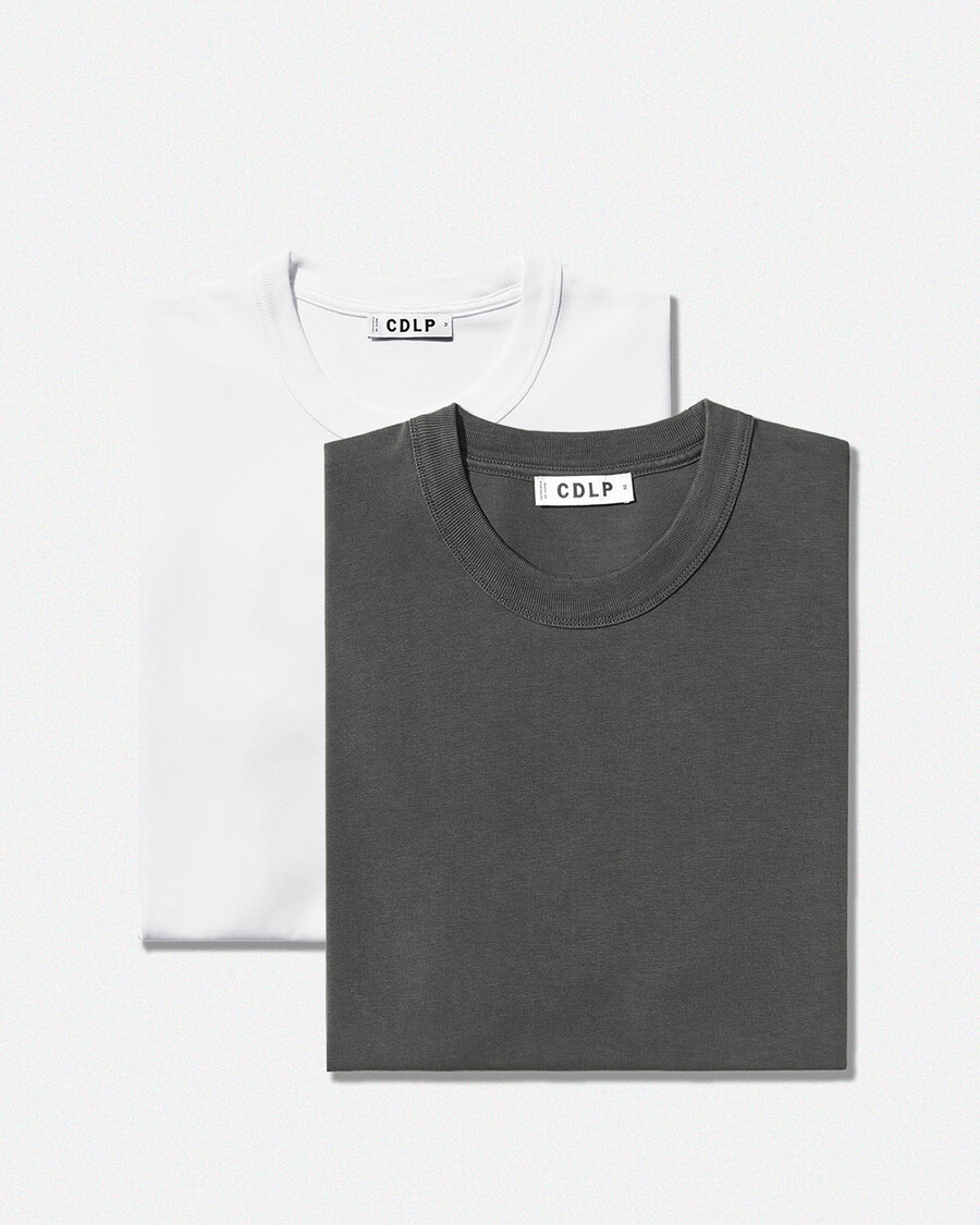 2 × herren-t-shirt schwere qualität in anthrazit und weiß shop — cdlp