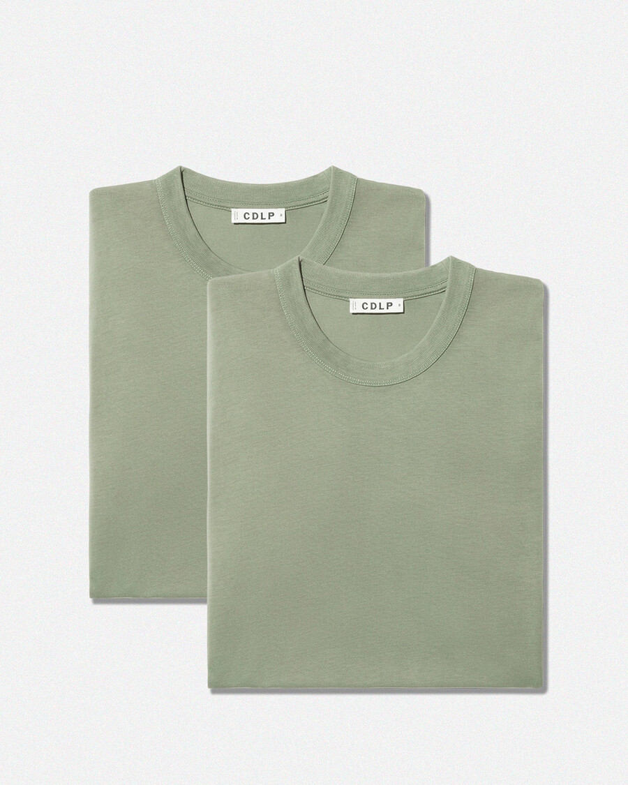 2 × herren-t-shirt schwere qualität in salbeigrün shop — cdlp