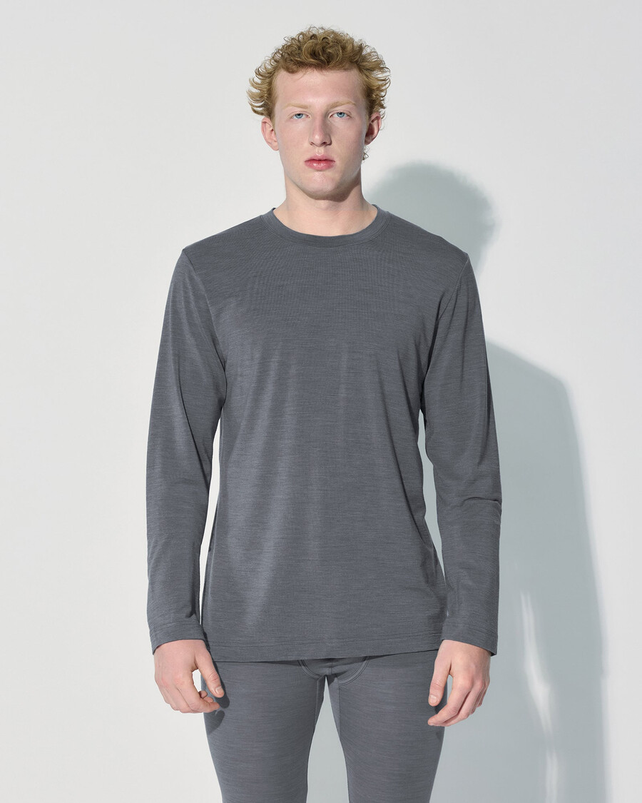 herren-langarmshirt aus merinowolle in graumeliert shop—cdlp