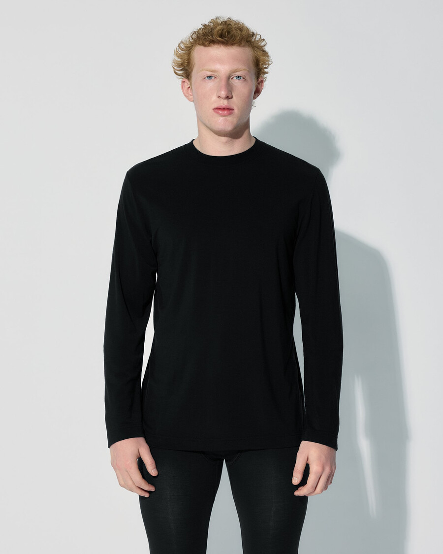 2 x herren-langarmshirt aus merinomischgewebe in schwarz shop—cdlp