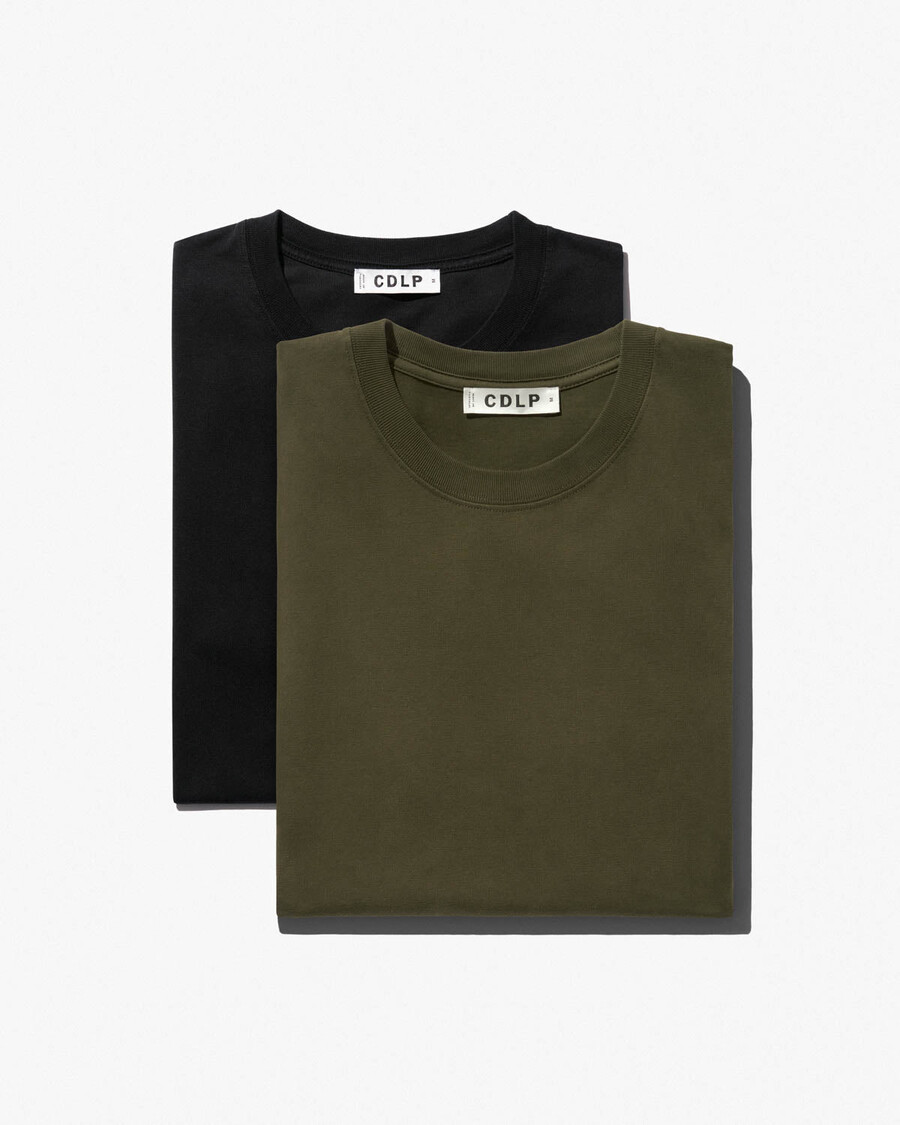 2 x herren-t-shirt mittelschwer in schwarz und olivgrün shop—cdlp