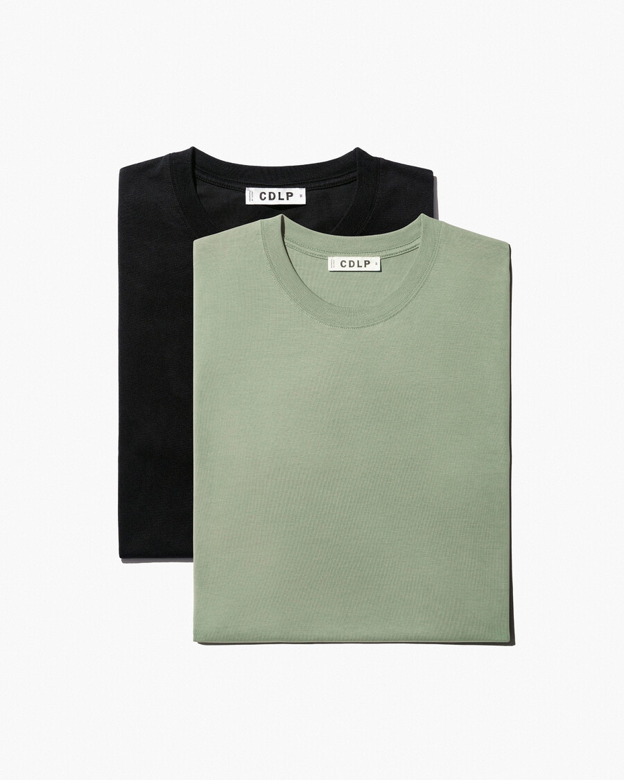 2 x herren-t-shirt mittelschwer in schwarz und salbei shop—cdlp