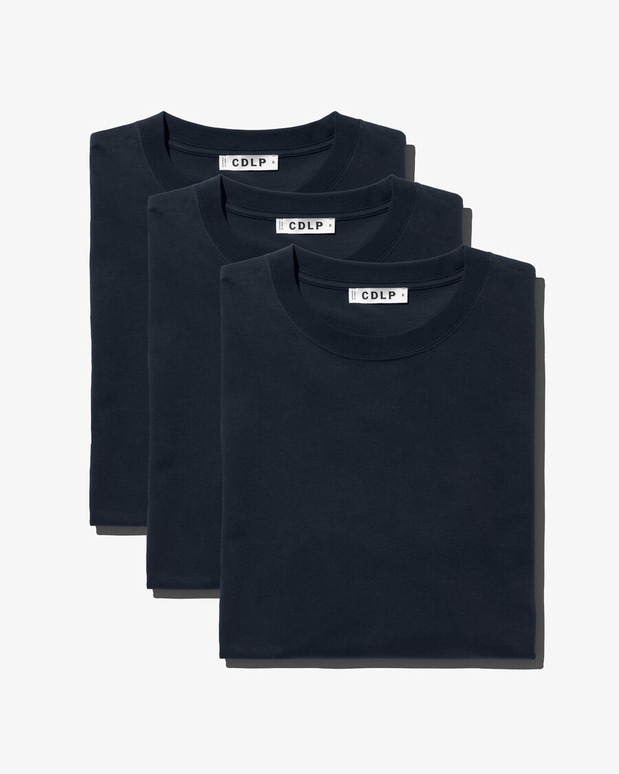 3 x herren-t-shirt mittelschwer in dunkelblau jetzt kaufen — cdlp