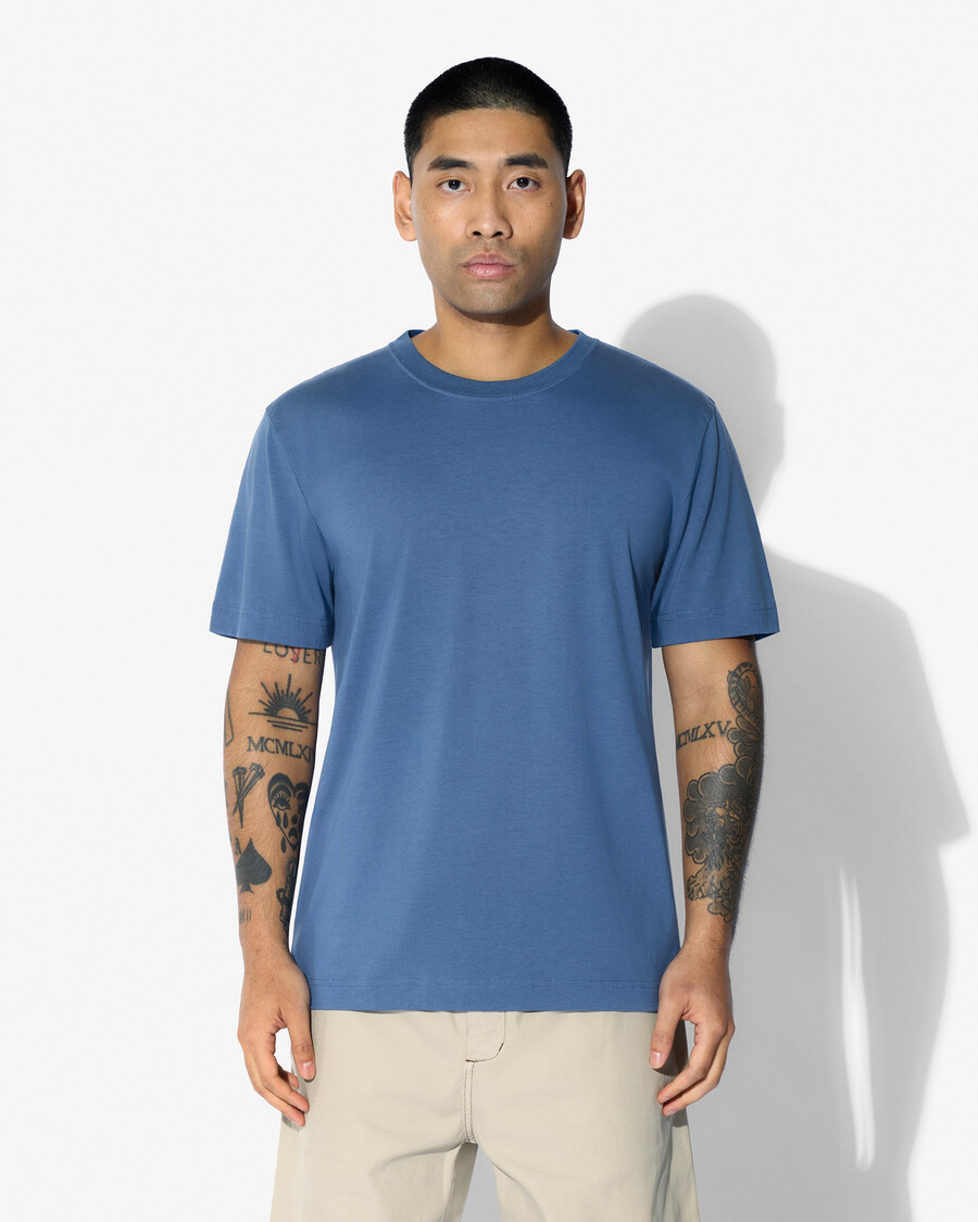 3 × herren-t-shirt mittelschwer in azurblau jetzt kaufen — cdlp