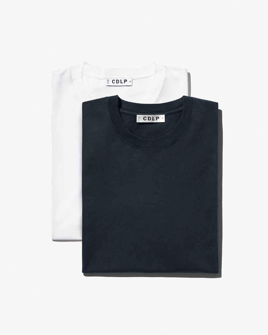 2 x herren-t-shirt mittelschwer in weiß und dunkelblau shop—cdlp