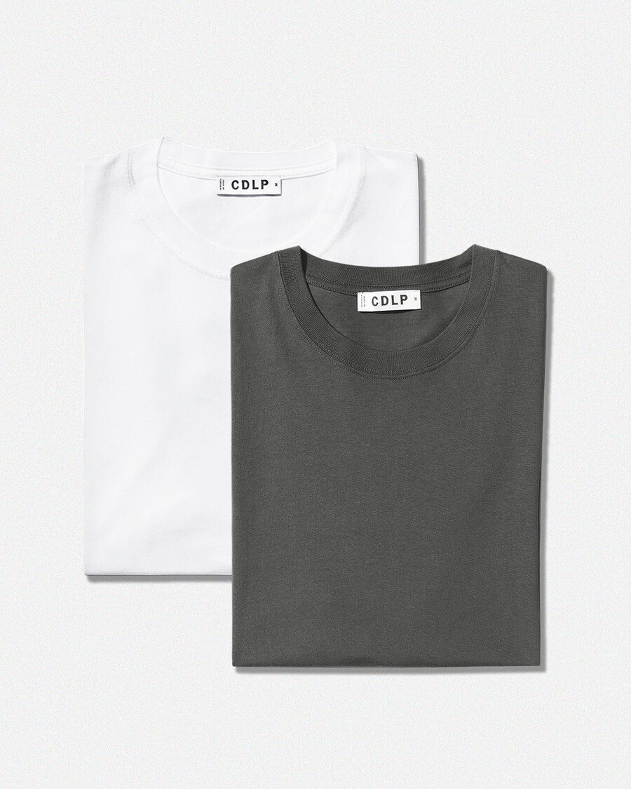 2 x herren-t-shirt mittelschwer in weiß und anthrazit shop—cdlp
