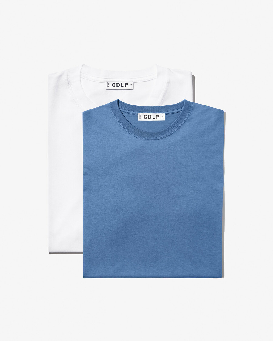 2 x herren-t-shirt mittelschwer in weiß und azurblau shop—cdlp