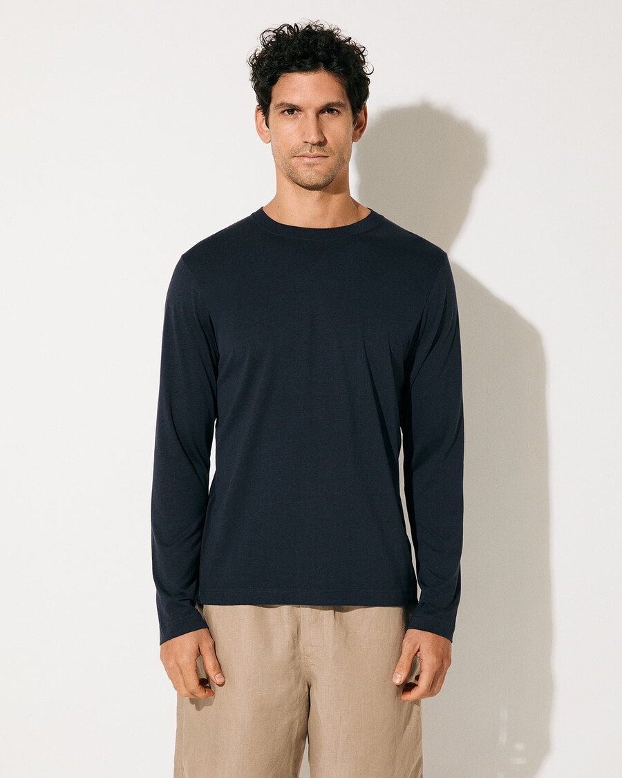 mittelschweres herren-langarmshirt in dunkelblau shop—cdlp