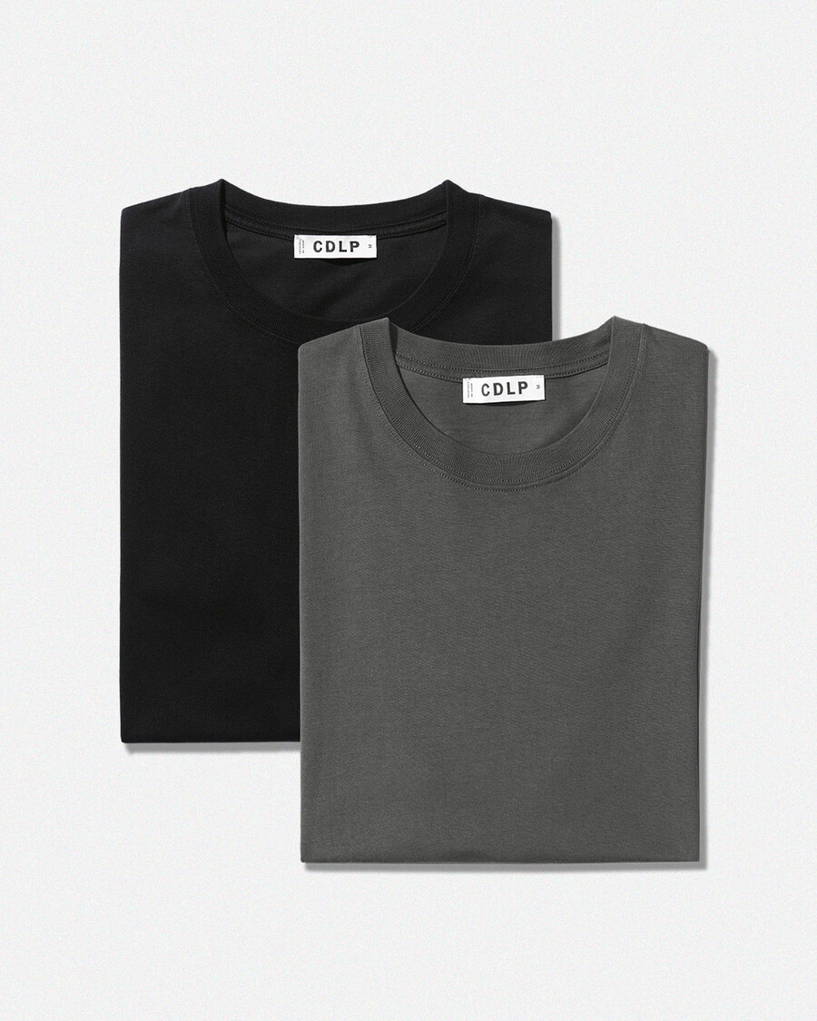 2 x herren-t-shirt mittelschwer in schwarz und anthrazit shop—cdlp