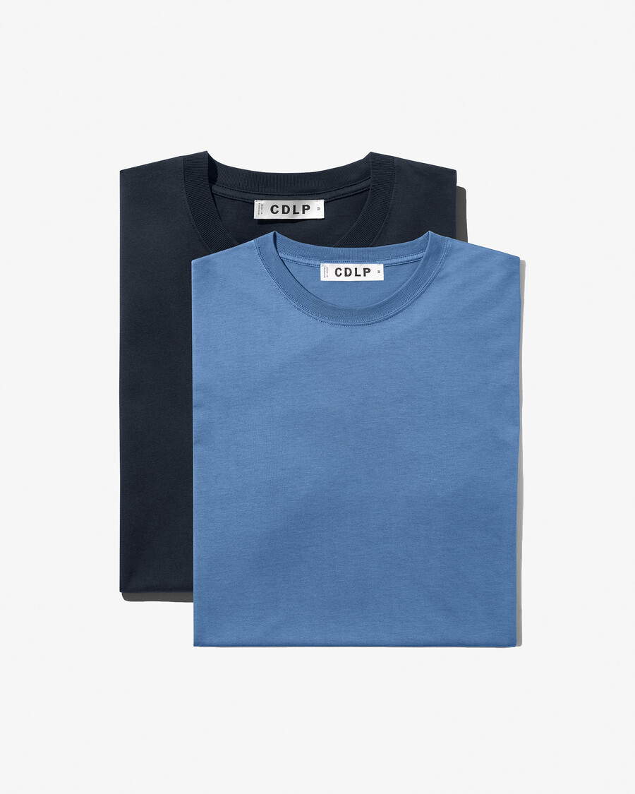 2 x herren-t-shirt mittelschwer in dunkelblau und azurblau shop—cdlp