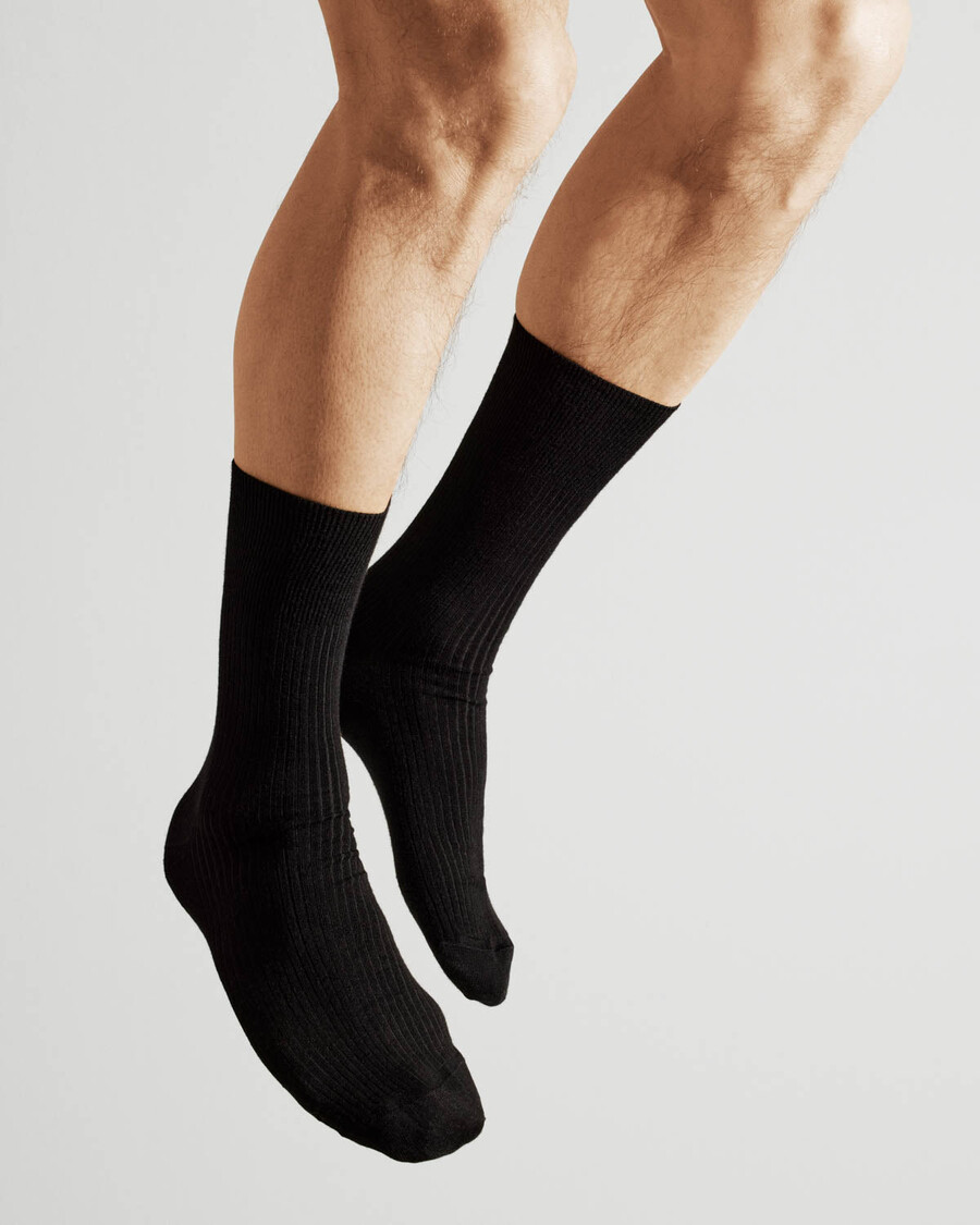 schwarze mittellange baumwollrippsocken für herren jetzt kaufen — cdlp