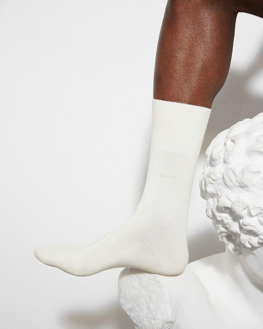 6 x unisex-baumwollsocken mittellang in weiß shop — cdlp