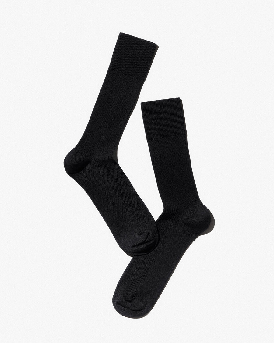 6 x herren-rippsocken aus baumwolle mittellang schwarz shop — cdlp