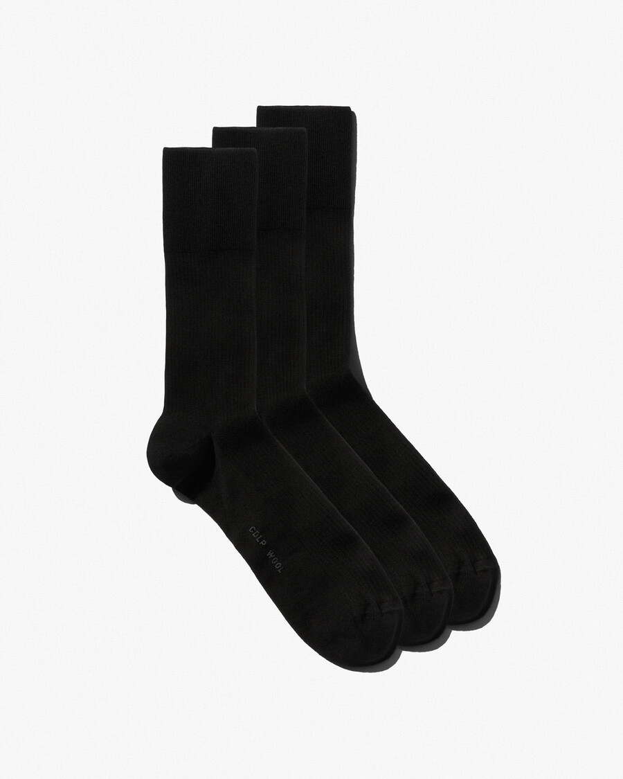 3 x herren-rippsocken aus wolle mittellang schwarz shop — cdlp