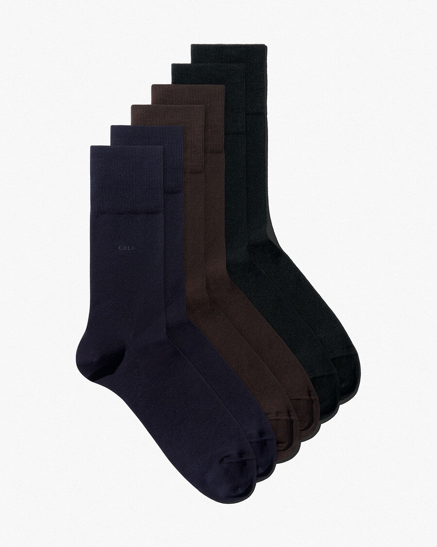 6 x unisex-baumwollsocken mittellang in schwarz dunkelbraun und dunkelblau jetzt kaufen — cdlp