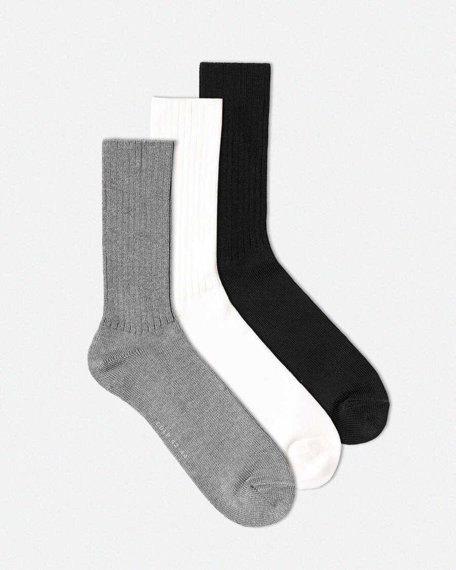 3 x unisex-tennissocken in mittellanger länge in schwarz weiß und grau meliert shop — cdlp