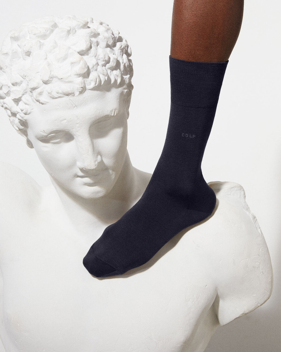 unisex-baumwollsocken in dunkelblau mittellang shop — cdlp