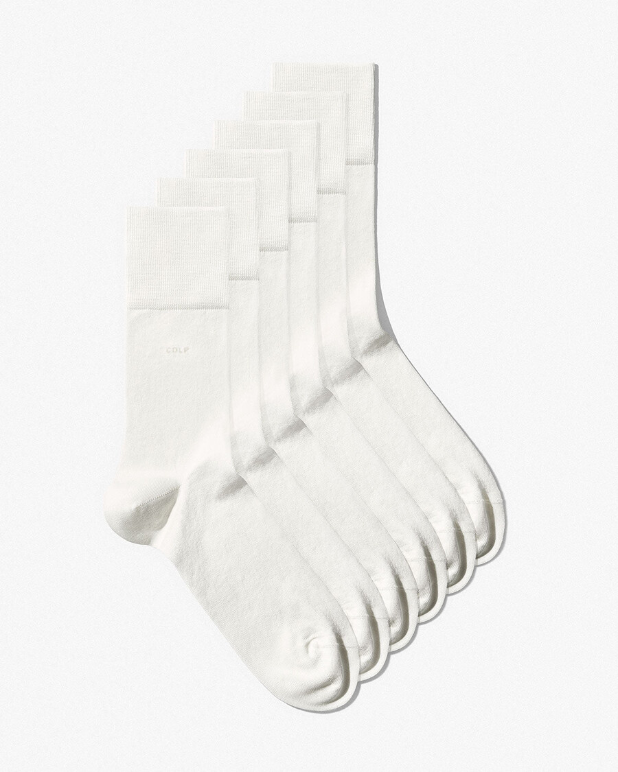 6 x unisex-baumwollsocken mittellang in weiß shop — cdlp