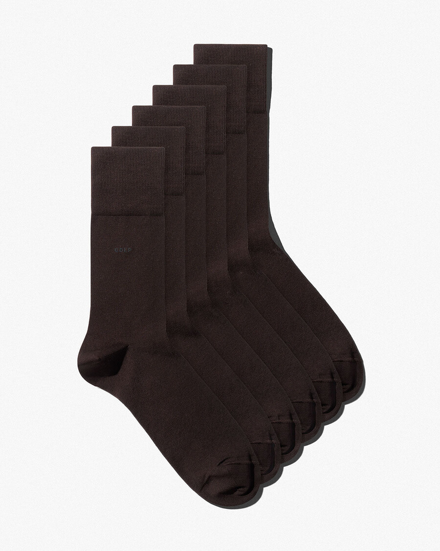 6 x unisex-baumwollsocken mittellang in dunkelbraun shop—cdlp
