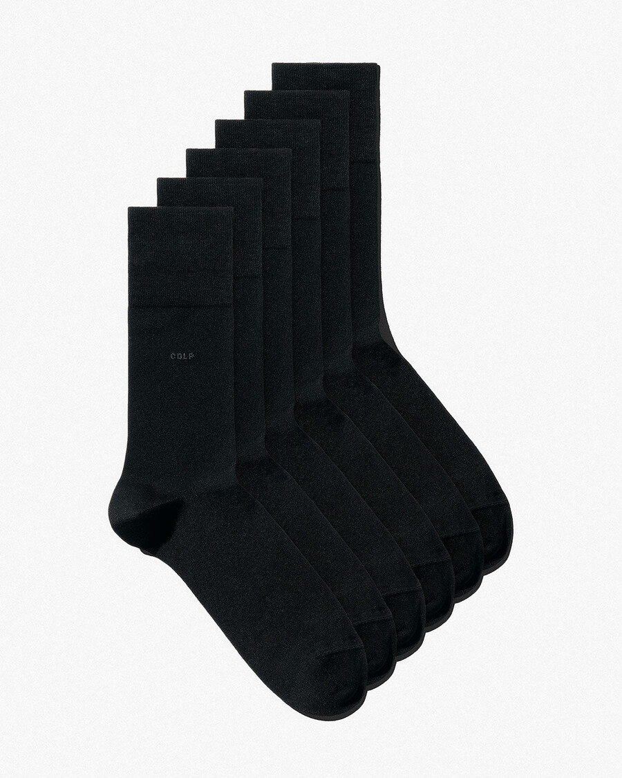 6 x unisex-baumwollsocken mittellang in schwarz shop — cdlp