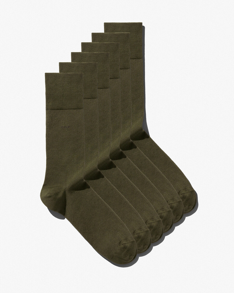 6 x unisex-baumwollsocken mittellang in olivgrün jetzt kaufen – cdlp