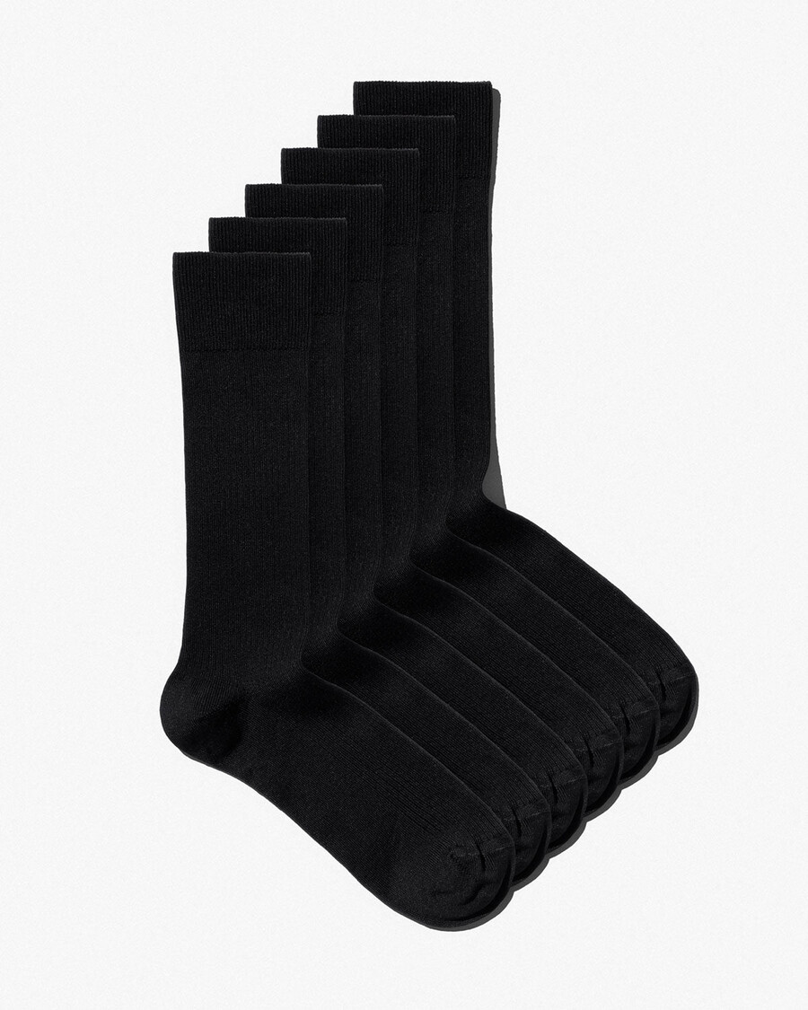 6 x schwarze mittellange damen-rippsocken aus baumwolle shop—cdlp
