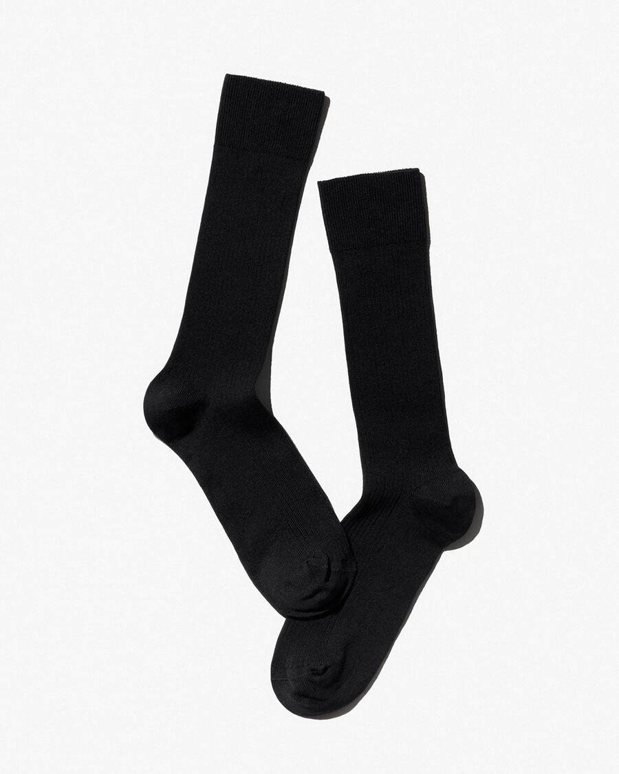 6 x schwarze mittellange damen-rippsocken aus baumwolle shop—cdlp