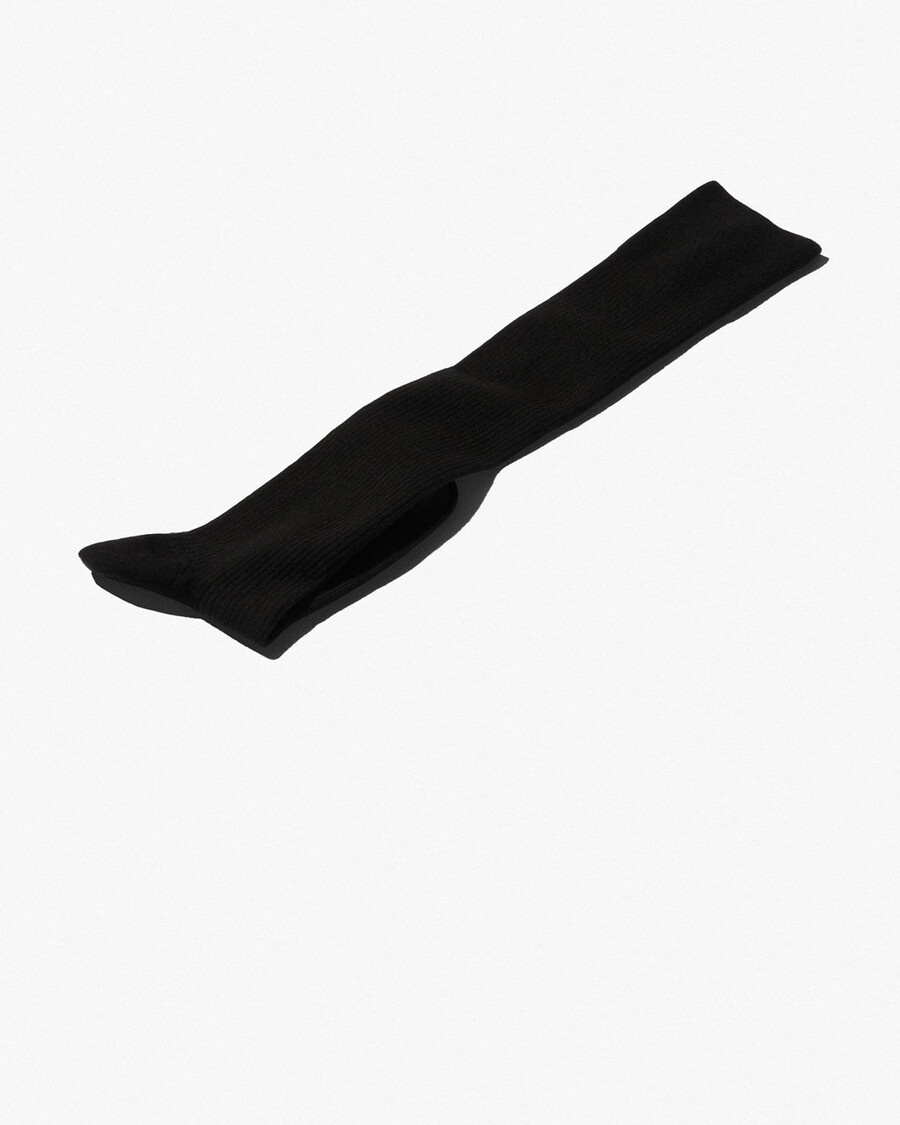 schwarze gerippte overknee-socken aus wolle für damen jetzt shoppen — cdlp