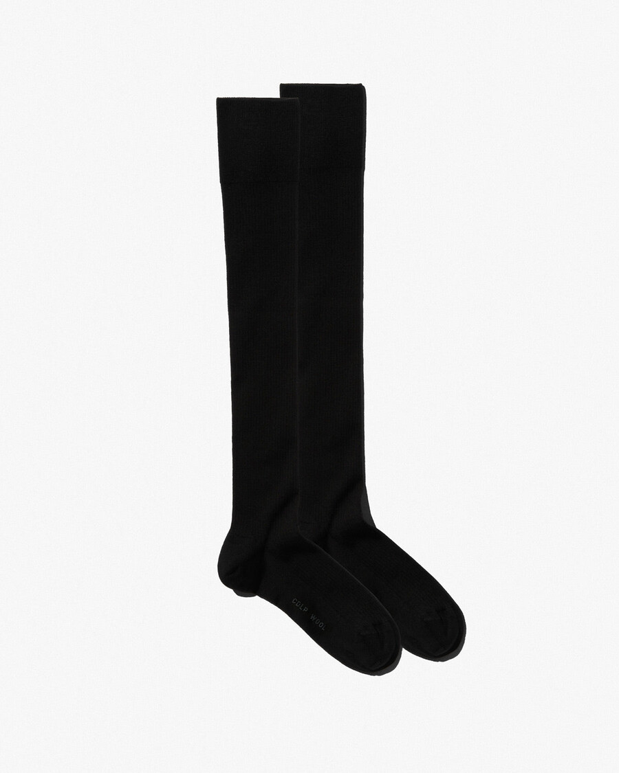 2 x schwarze kniehohe wollrippsocken für damen shop — cdlp