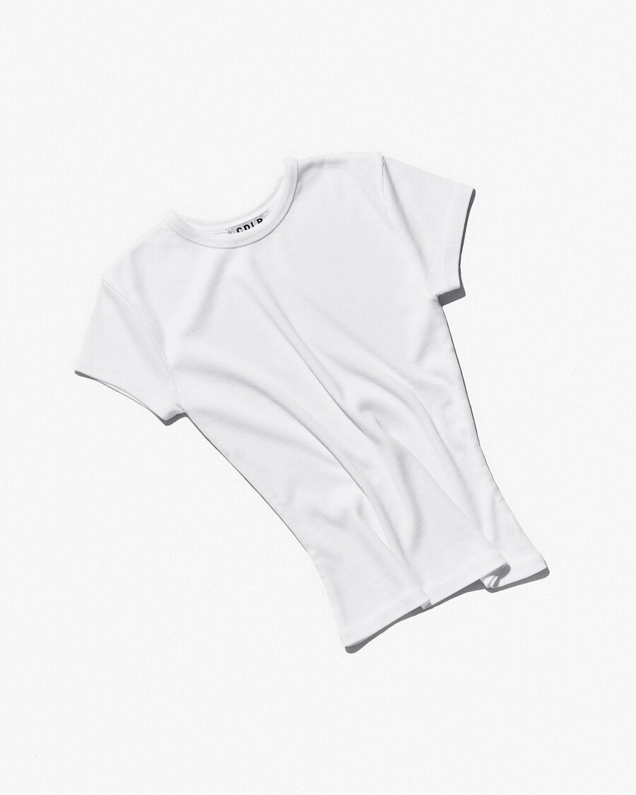 weißes damen-rippstrick-t-shirt jetzt shoppen — cdlp