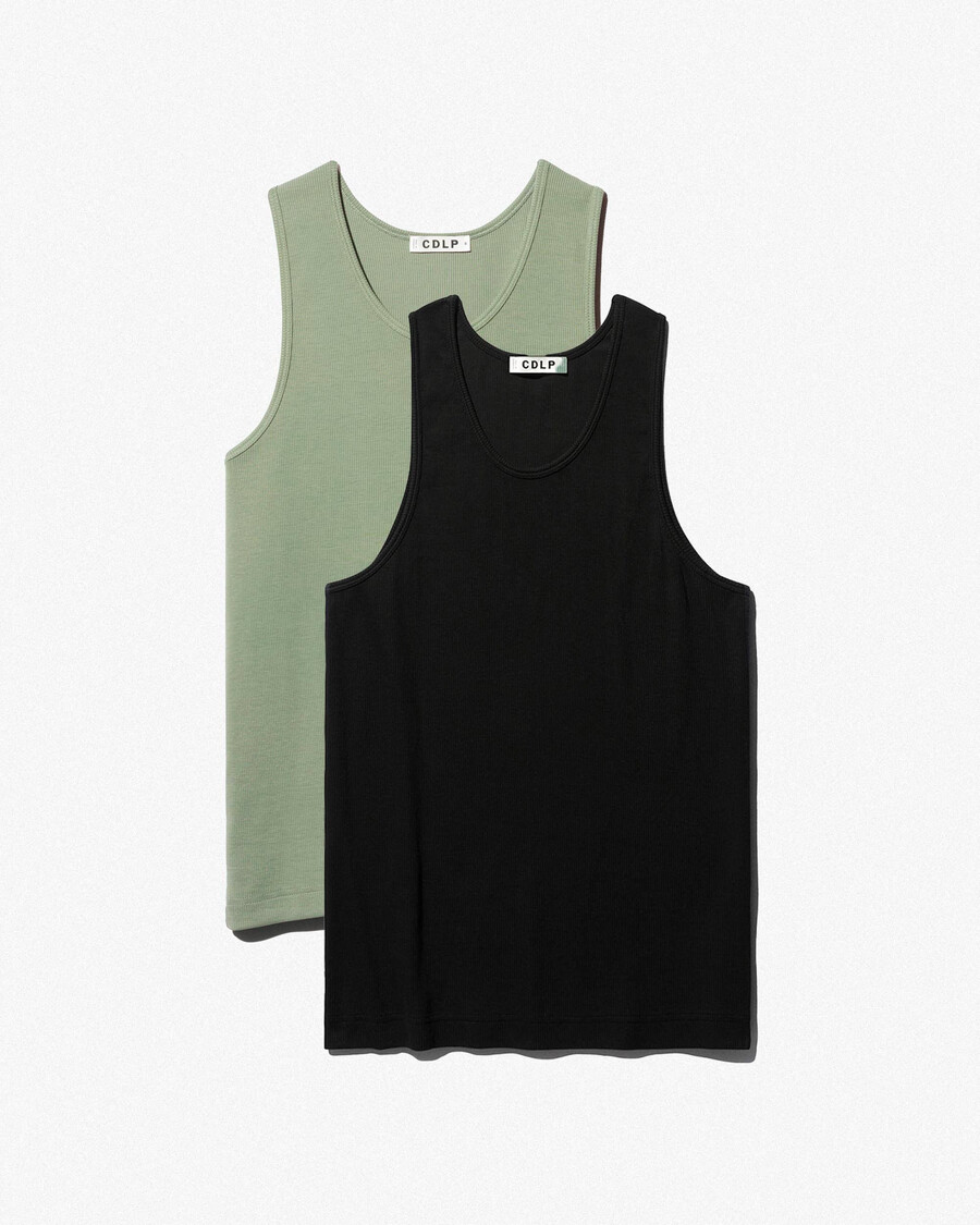 2 × herren-rippstrick-tanktop in schwarz und salbei jetzt kaufen — cdlp