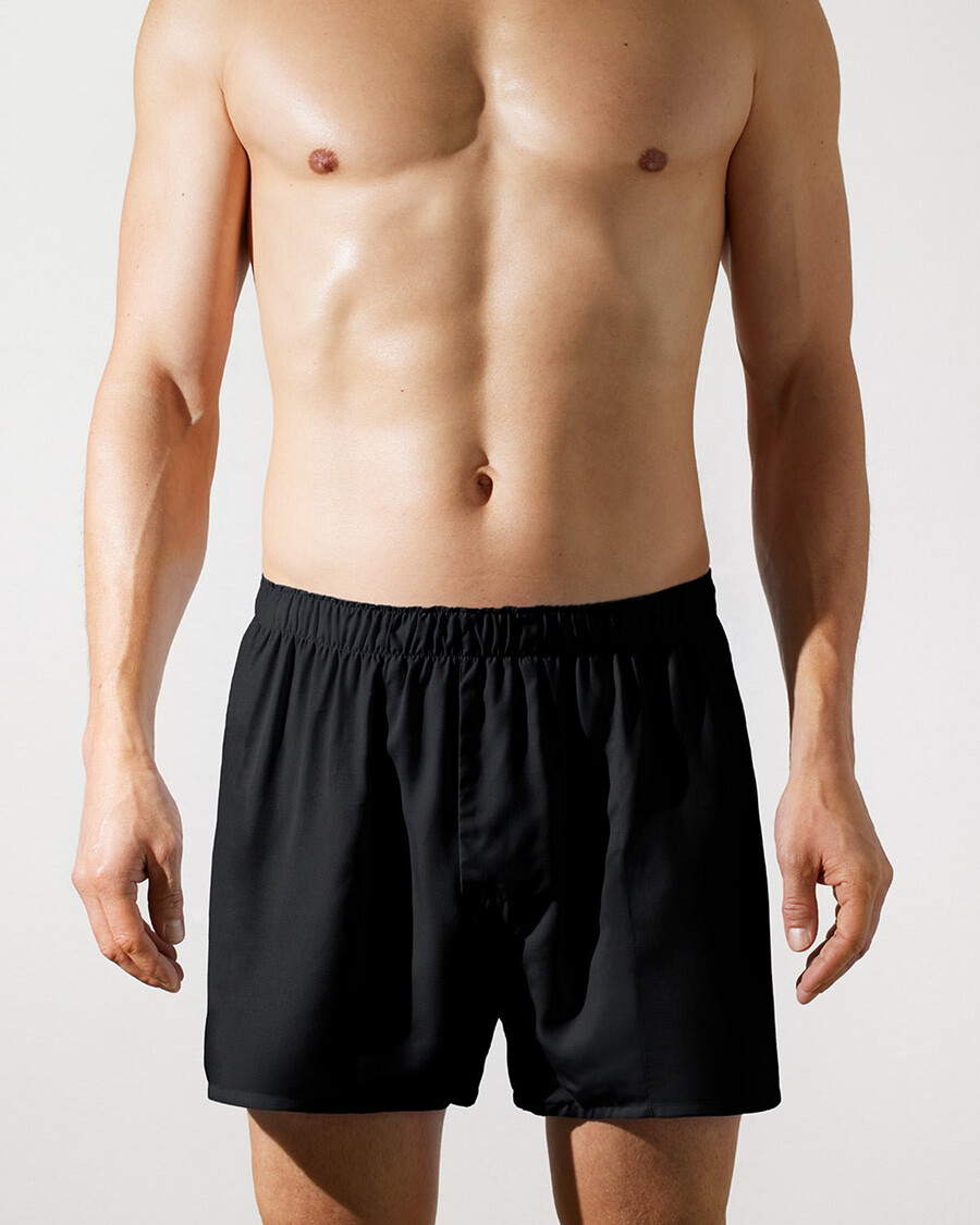 3 x klassische herren-boxershorts aus webstoff in schwarz jetzt kaufen — cdlp