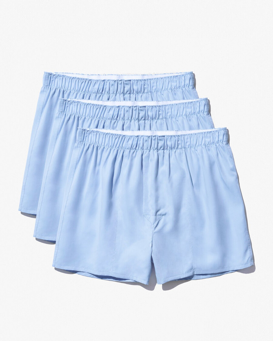 3 x klassische herren-boxershorts aus webstoff in himmelblau shop—cdlp