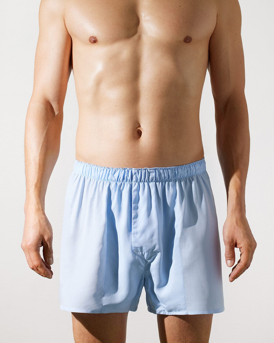 3 x klassische herren-boxershorts aus webstoff in himmelblau shop—cdlp
