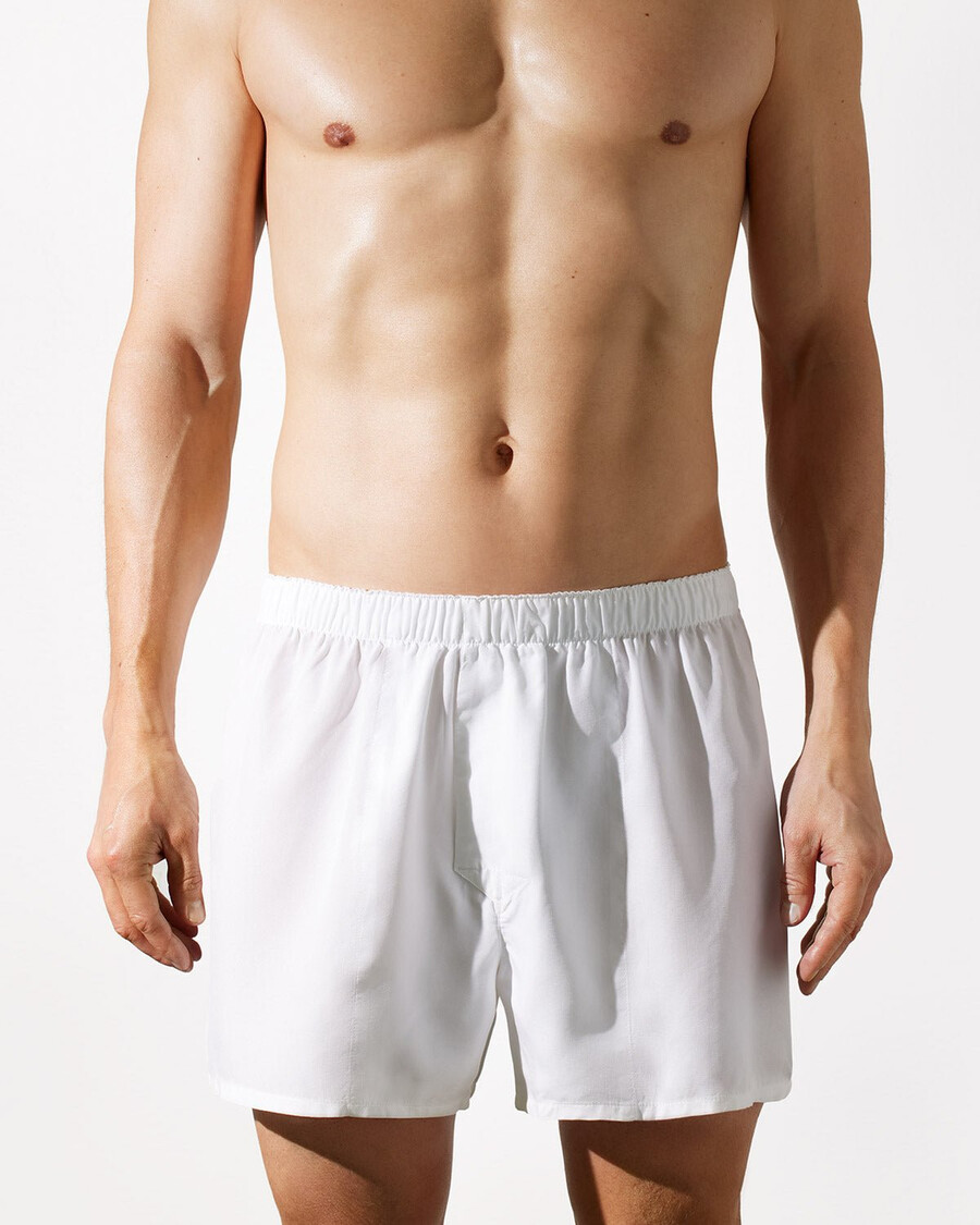 3 x klassische herren-boxershorts aus webstoff in weiß jetzt kaufen — cdlp